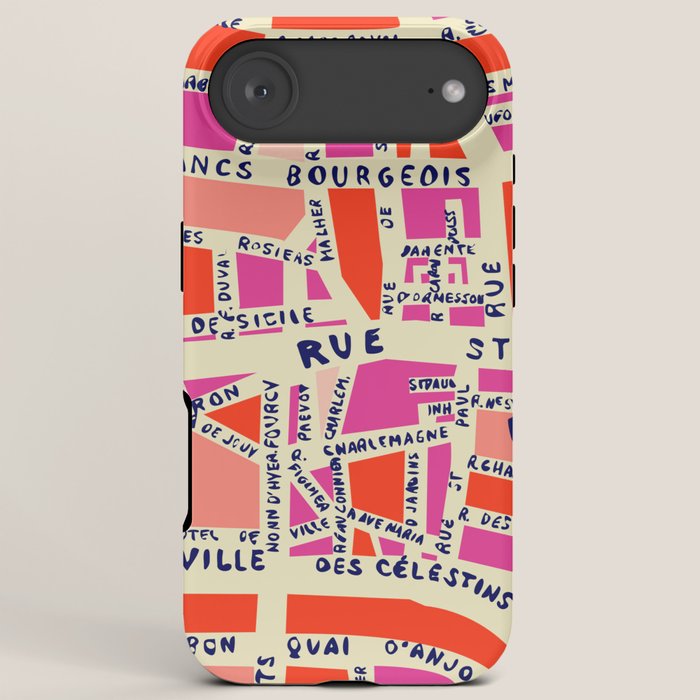paris map pink iPhone Case