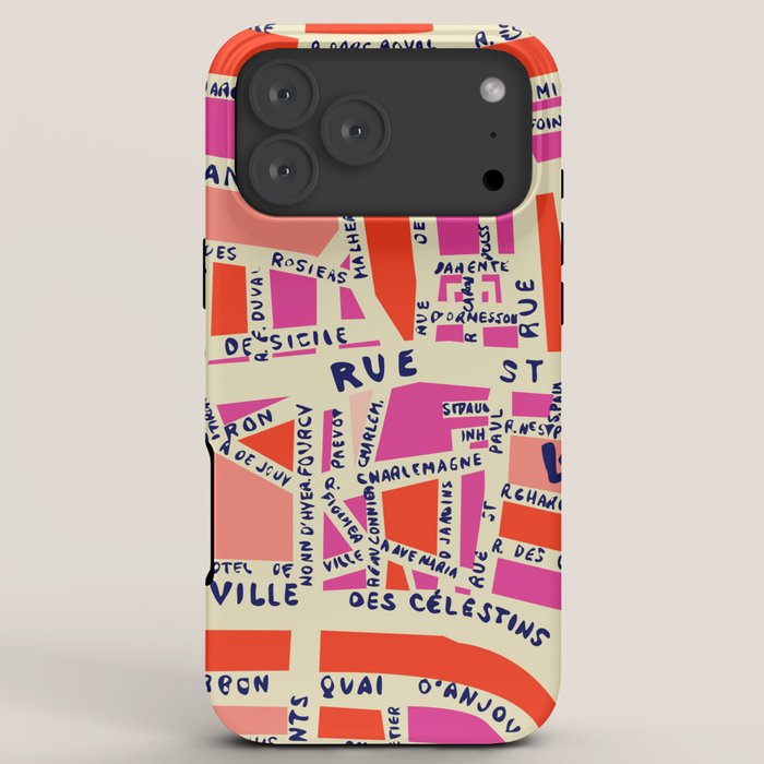 paris map pink iPhone Case