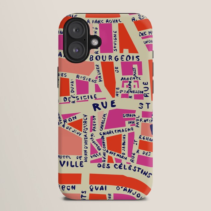 paris map pink iPhone Case