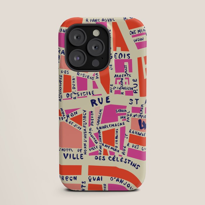 paris map pink iPhone Case