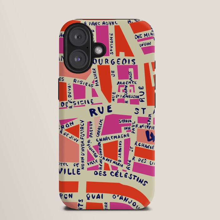 paris map pink iPhone Case