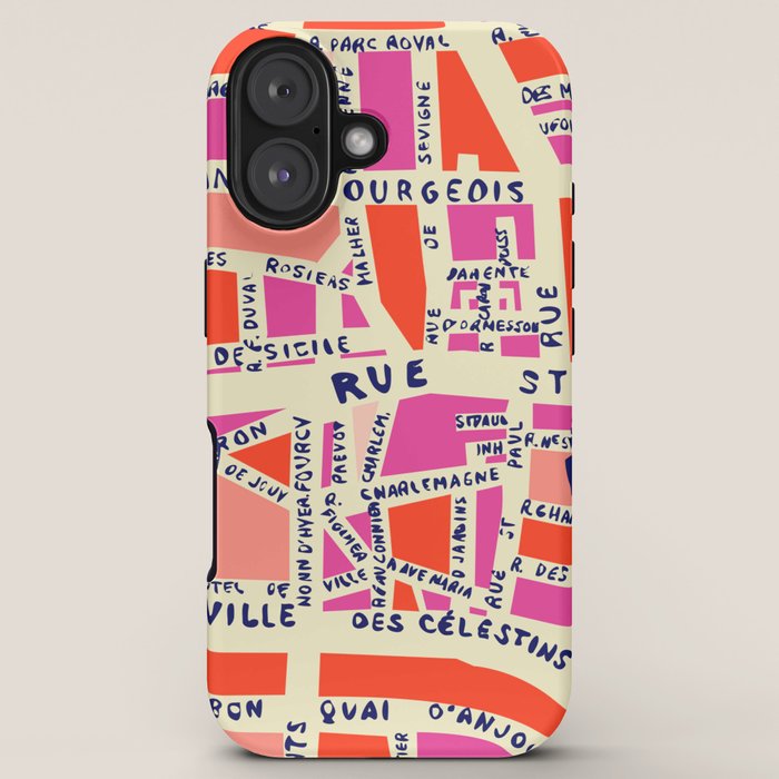 paris map pink iPhone Case