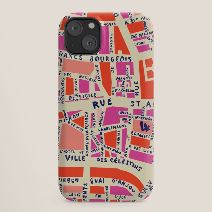 paris map pink iPhone Case