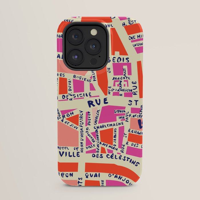 paris map pink iPhone Case