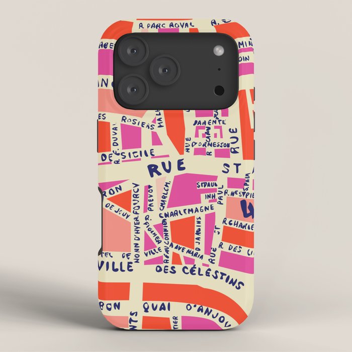 paris map pink iPhone Case