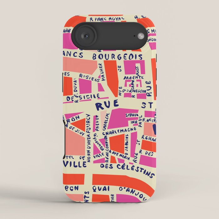 paris map pink iPhone Case