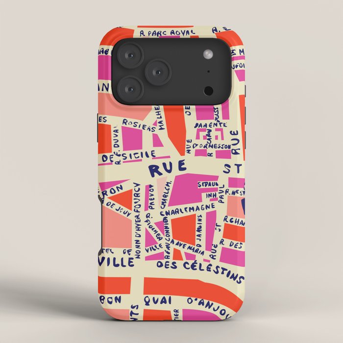 paris map pink iPhone Case