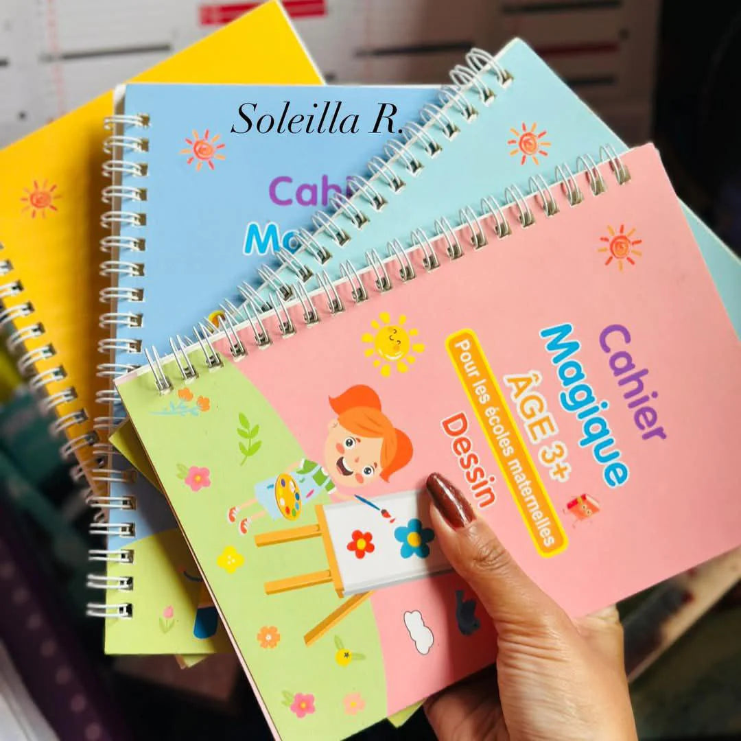 Pack of 4 Reusable Magic Notebooks + 20 Free Pens – Learn without stopping!