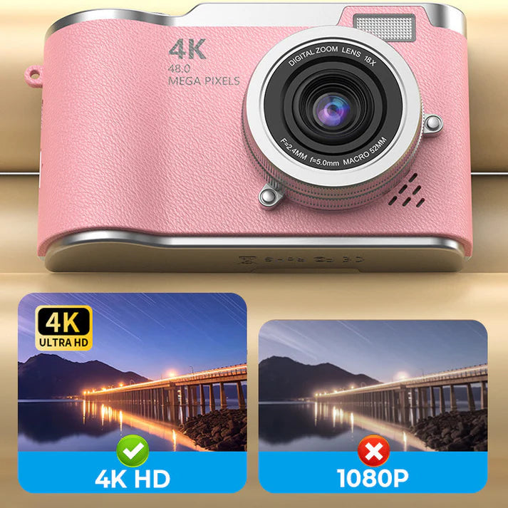 💎 60% off! 💎 4K HD digital camera with flip screen: 8x zoom, autofocus, and rotating screen for vlogs and selfies 📸🌈