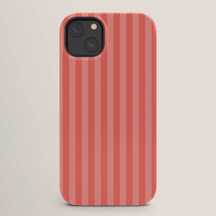 Coral Pink Thin Vertical Stripes iPhone Case