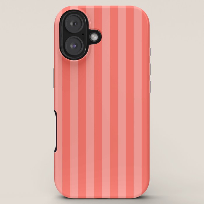 Coral Pink Thin Vertical Stripes iPhone Case
