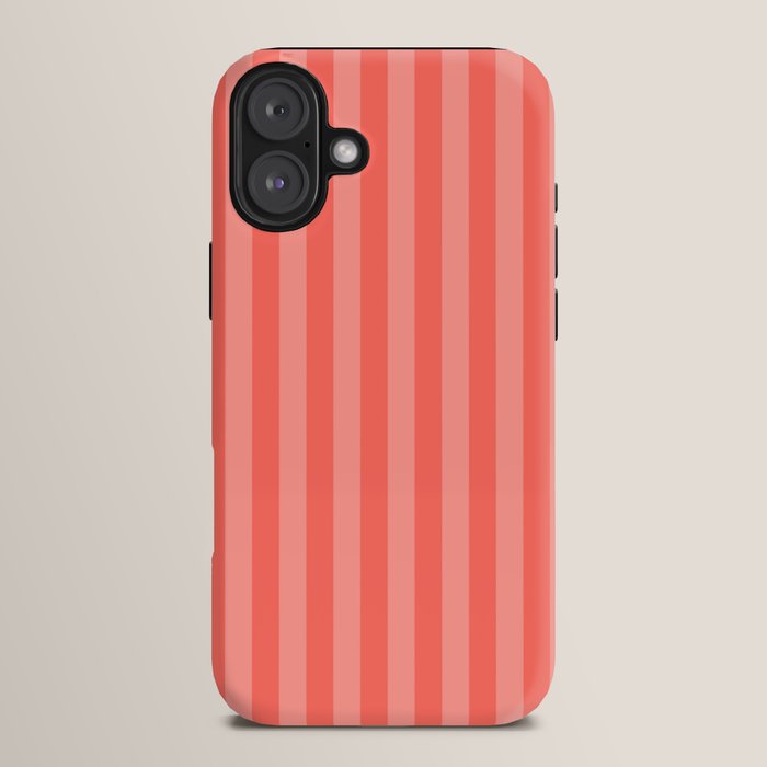 Coral Pink Thin Vertical Stripes iPhone Case