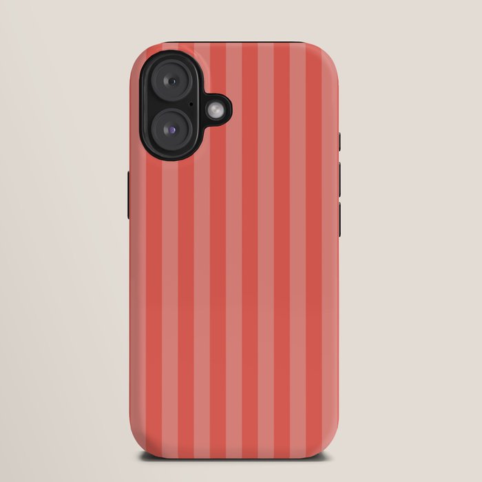 Coral Pink Thin Vertical Stripes iPhone Case