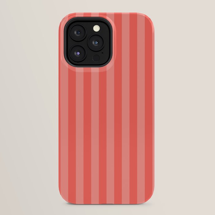 Coral Pink Thin Vertical Stripes iPhone Case