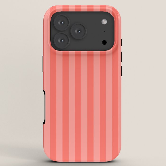 Coral Pink Thin Vertical Stripes iPhone Case