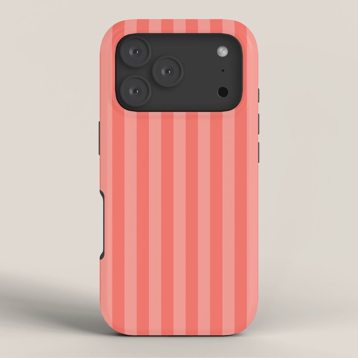 Coral Pink Thin Vertical Stripes iPhone Case