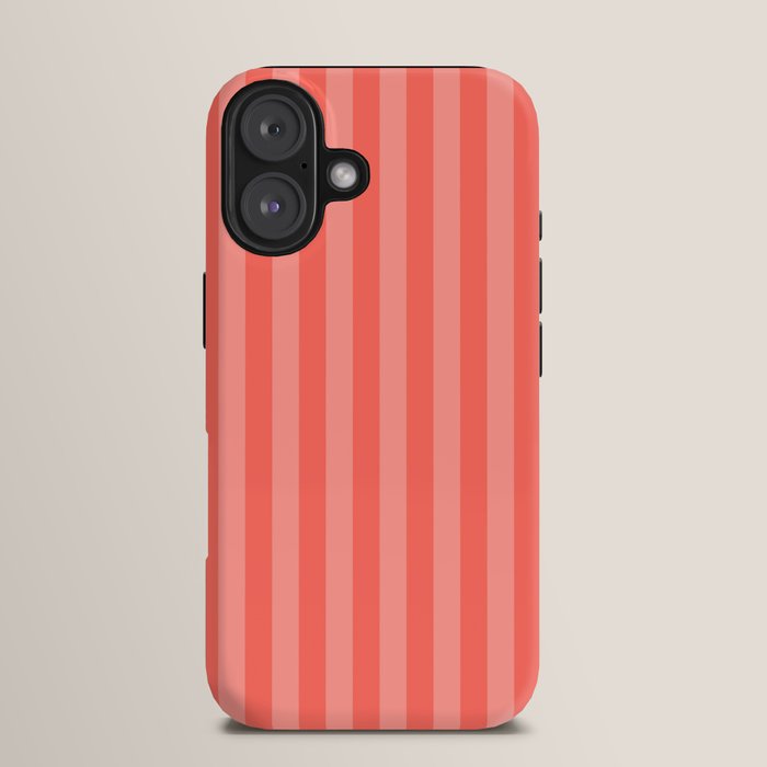 Coral Pink Thin Vertical Stripes iPhone Case