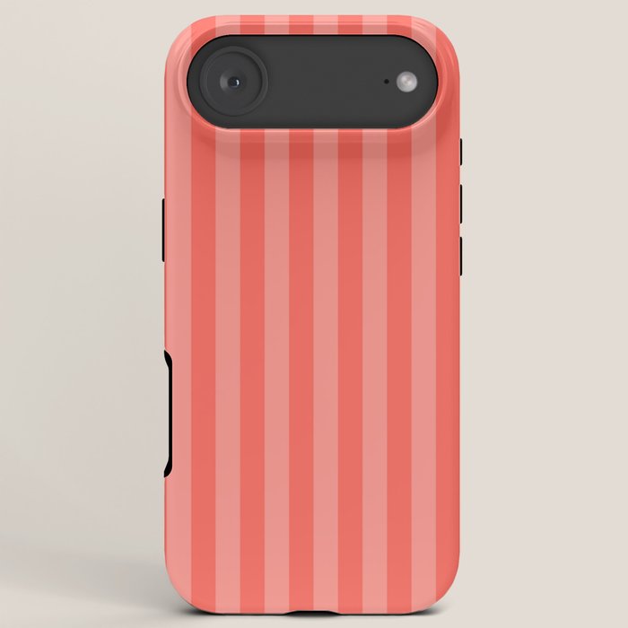Coral Pink Thin Vertical Stripes iPhone Case