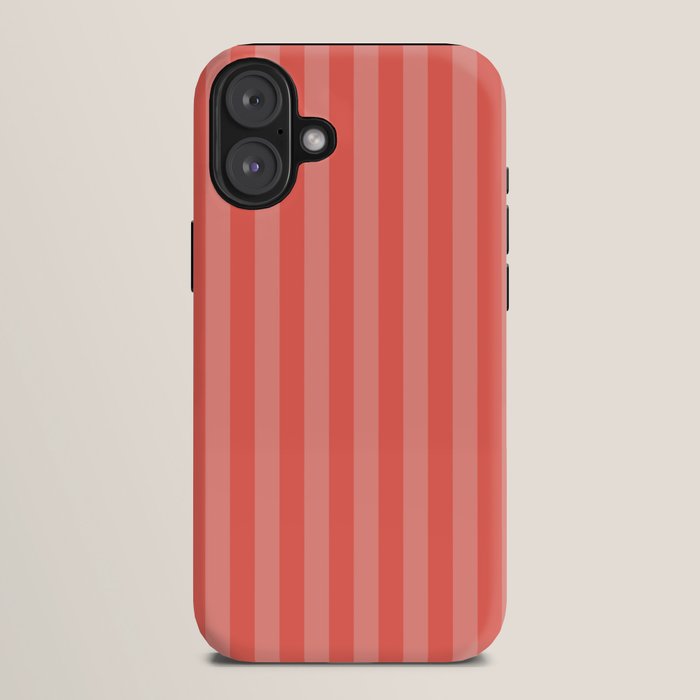 Coral Pink Thin Vertical Stripes iPhone Case