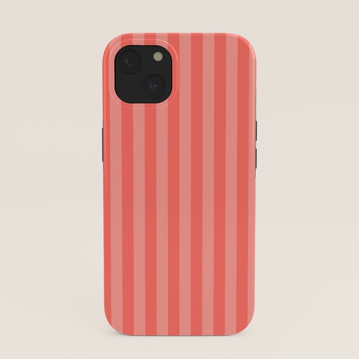 Coral Pink Thin Vertical Stripes iPhone Case