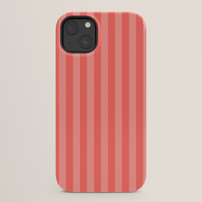Coral Pink Thin Vertical Stripes iPhone Case