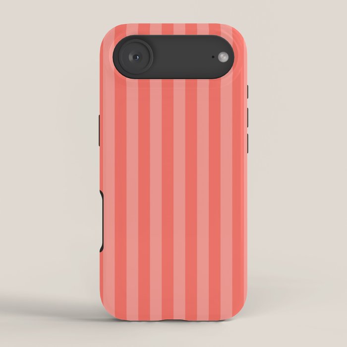 Coral Pink Thin Vertical Stripes iPhone Case