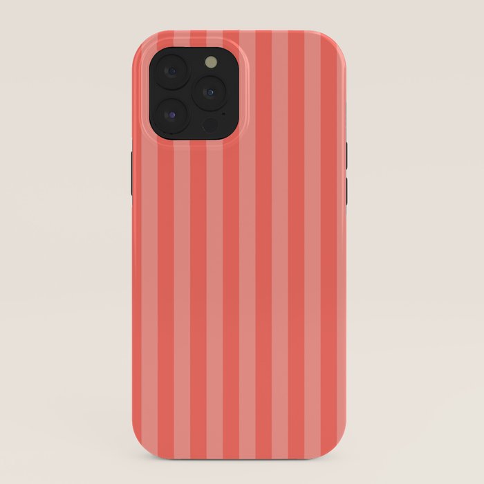Coral Pink Thin Vertical Stripes iPhone Case