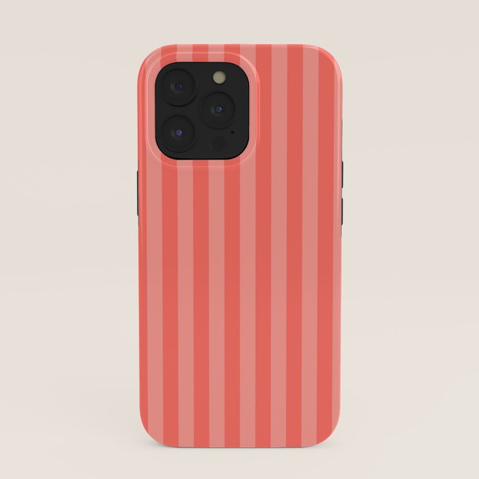 Coral Pink Thin Vertical Stripes iPhone Case