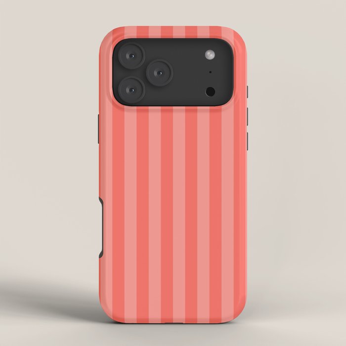Coral Pink Thin Vertical Stripes iPhone Case
