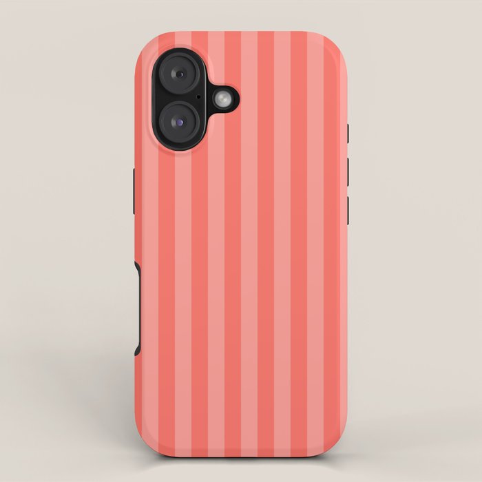 Coral Pink Thin Vertical Stripes iPhone Case