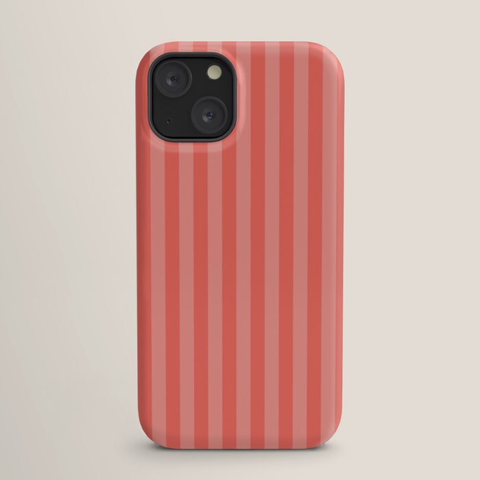 Coral Pink Thin Vertical Stripes iPhone Case