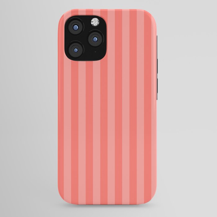Coral Pink Thin Vertical Stripes iPhone Case