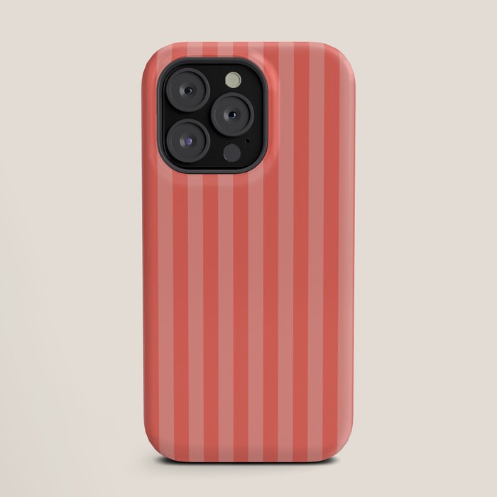 Coral Pink Thin Vertical Stripes iPhone Case