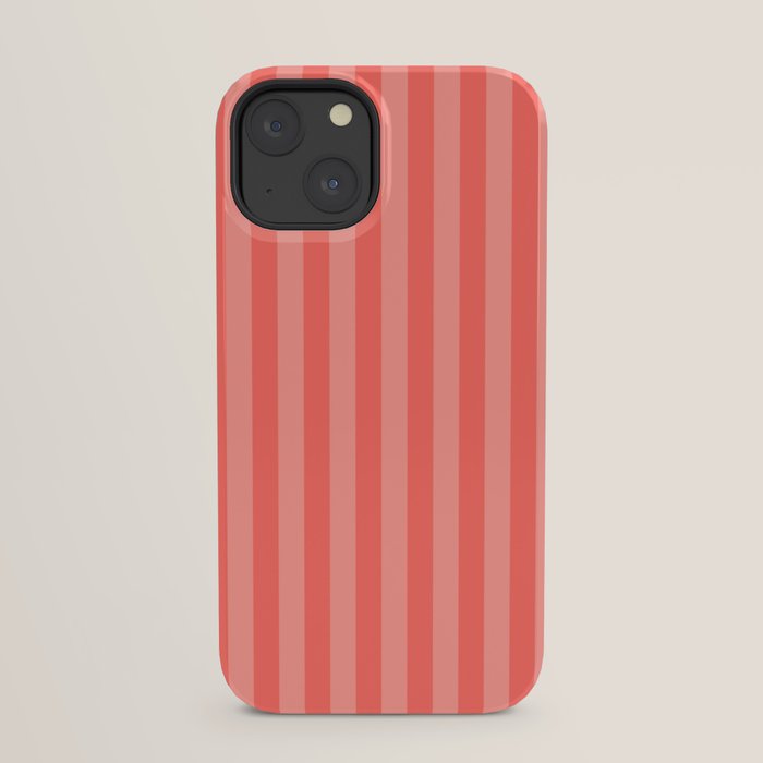 Coral Pink Thin Vertical Stripes iPhone Case