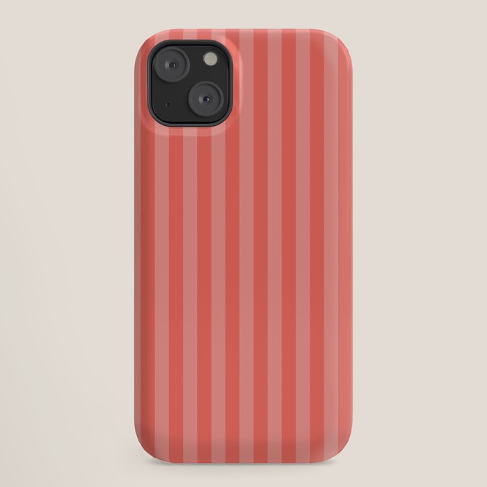 Coral Pink Thin Vertical Stripes iPhone Case