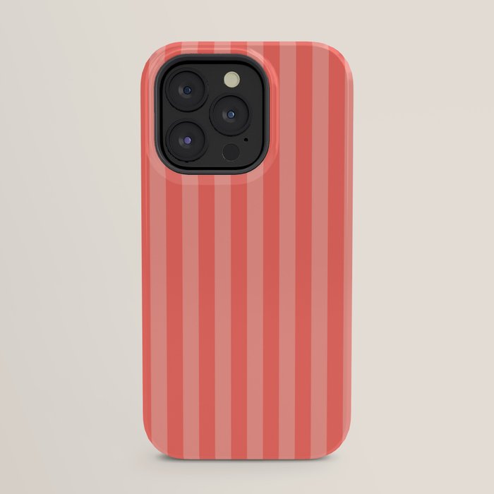 Coral Pink Thin Vertical Stripes iPhone Case