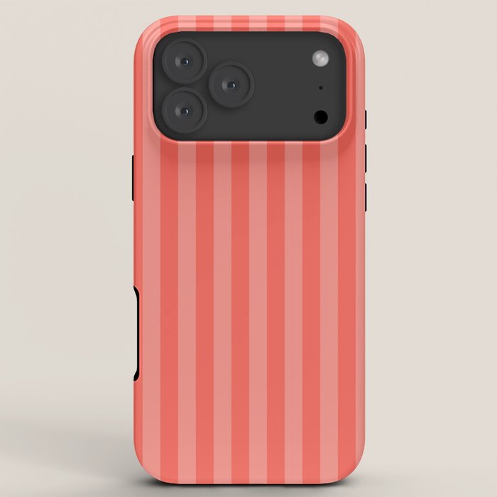Coral Pink Thin Vertical Stripes iPhone Case