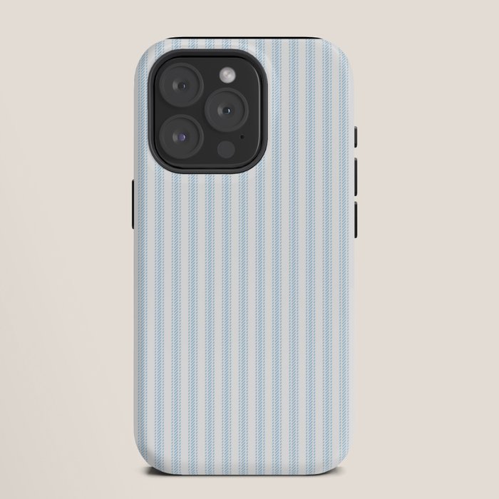 Pastel Blue & White Ticker Stripe iPhone Case
