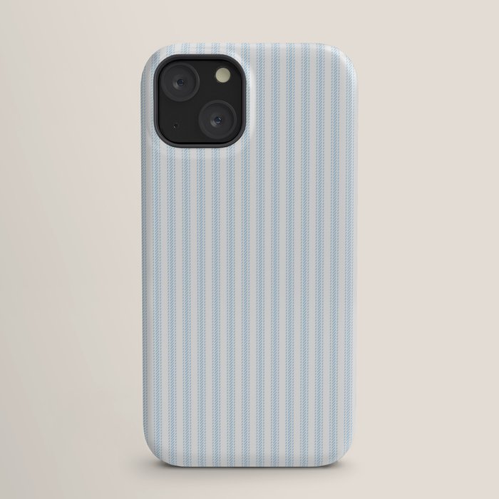 Pastel Blue & White Ticker Stripe iPhone Case
