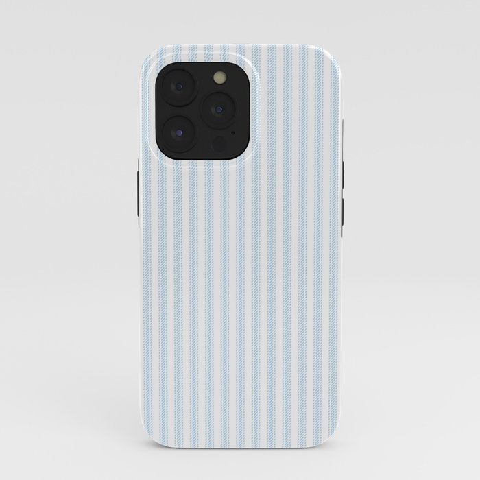 Pastel Blue & White Ticker Stripe iPhone Case