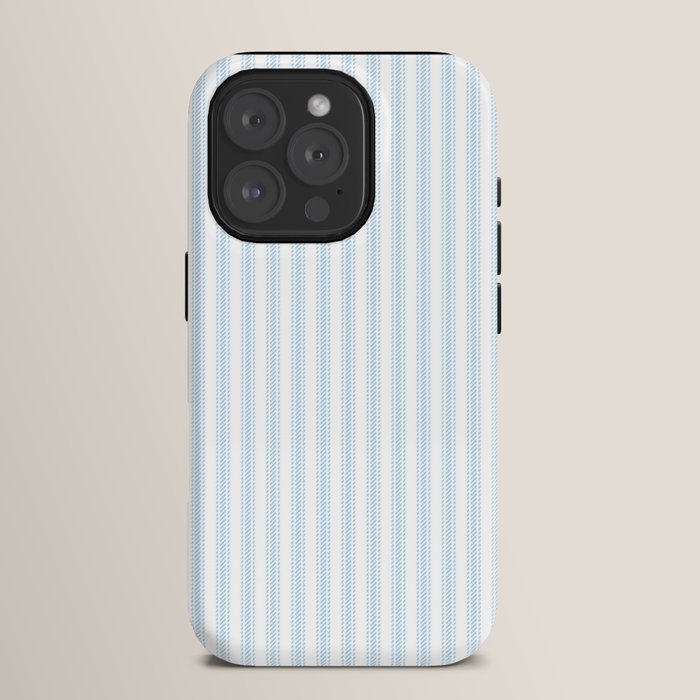 Pastel Blue & White Ticker Stripe iPhone Case