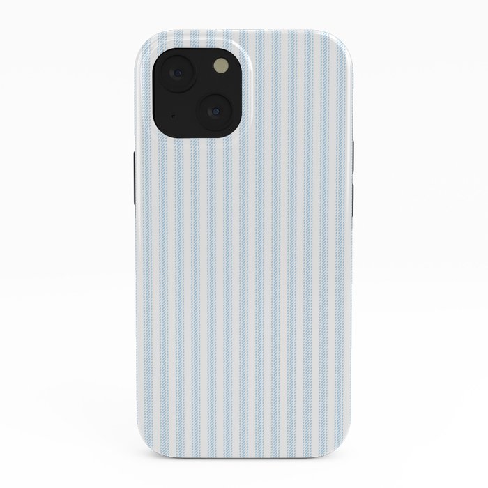 Pastel Blue & White Ticker Stripe iPhone Case