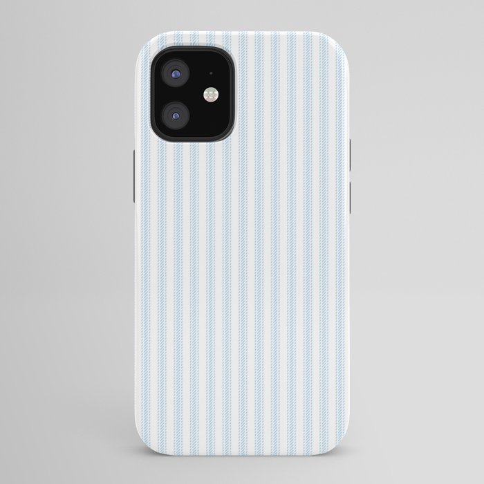 Pastel Blue & White Ticker Stripe iPhone Case