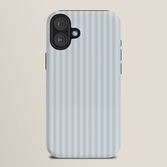 Pastel Blue & White Ticker Stripe iPhone Case