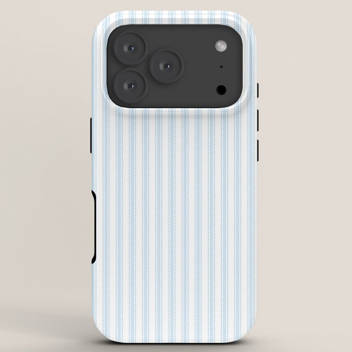 Pastel Blue & White Ticker Stripe iPhone Case