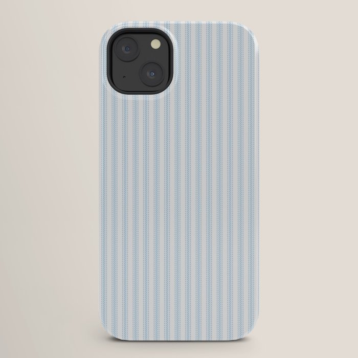 Pastel Blue & White Ticker Stripe iPhone Case