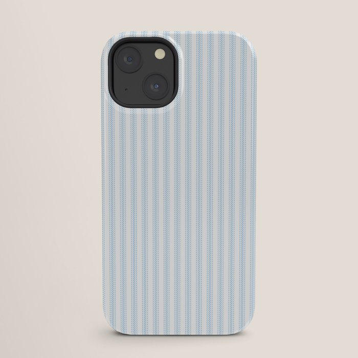 Pastel Blue & White Ticker Stripe iPhone Case