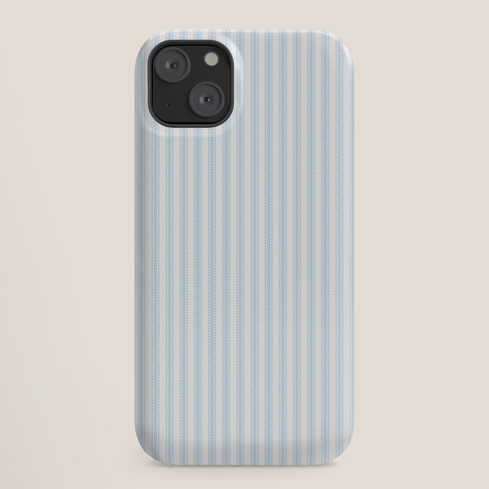 Pastel Blue & White Ticker Stripe iPhone Case