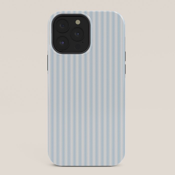 Pastel Blue & White Ticker Stripe iPhone Case