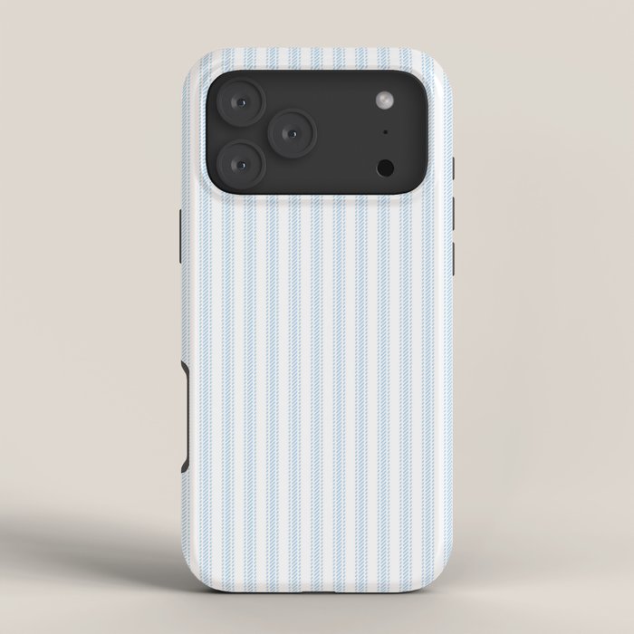 Pastel Blue & White Ticker Stripe iPhone Case